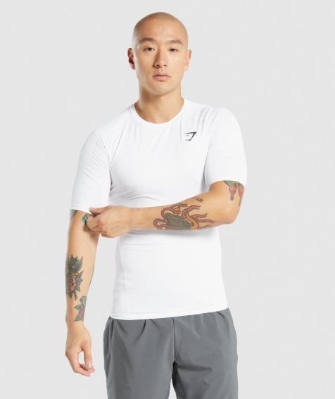 Koszulki Gymshark Element Baselayer Męskie Białe | PL 467DVY